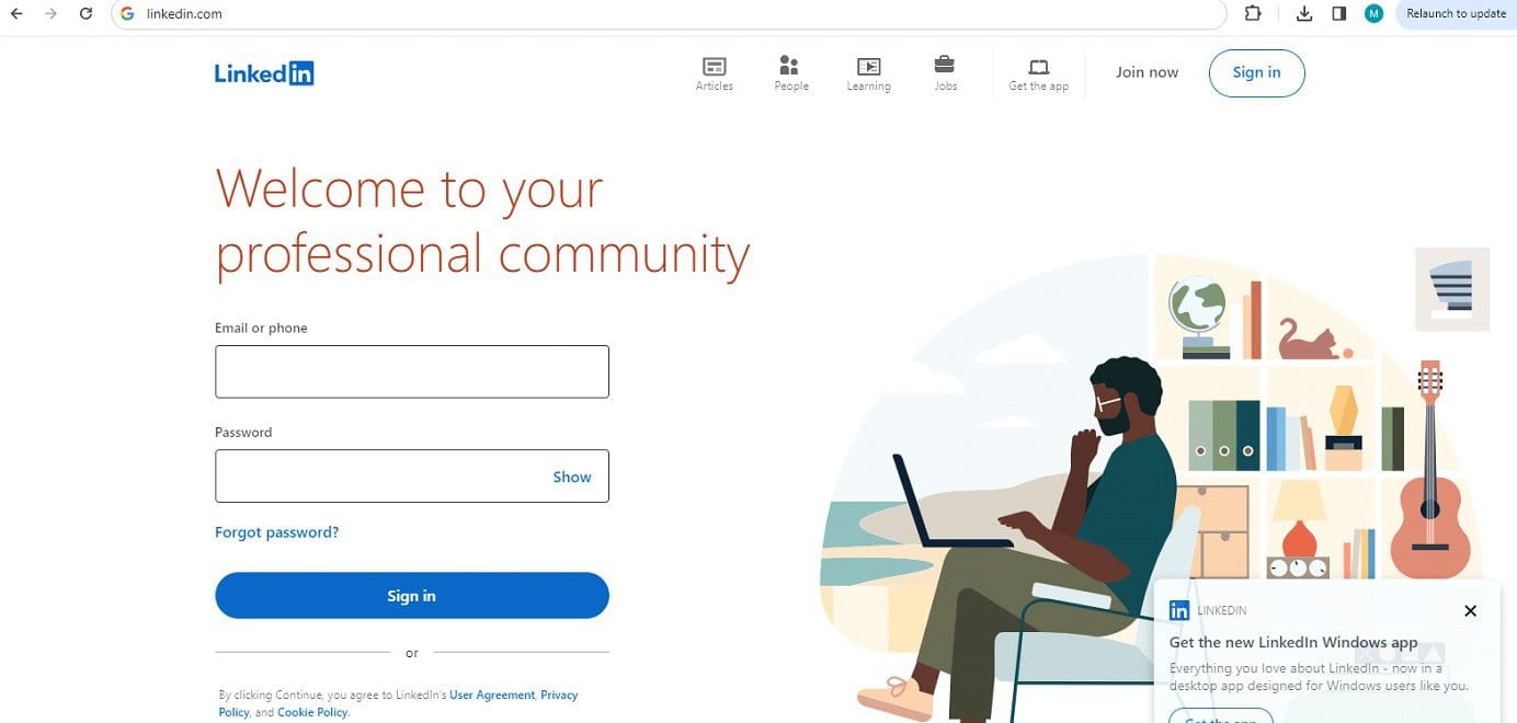 Step 1: Access Linkedin