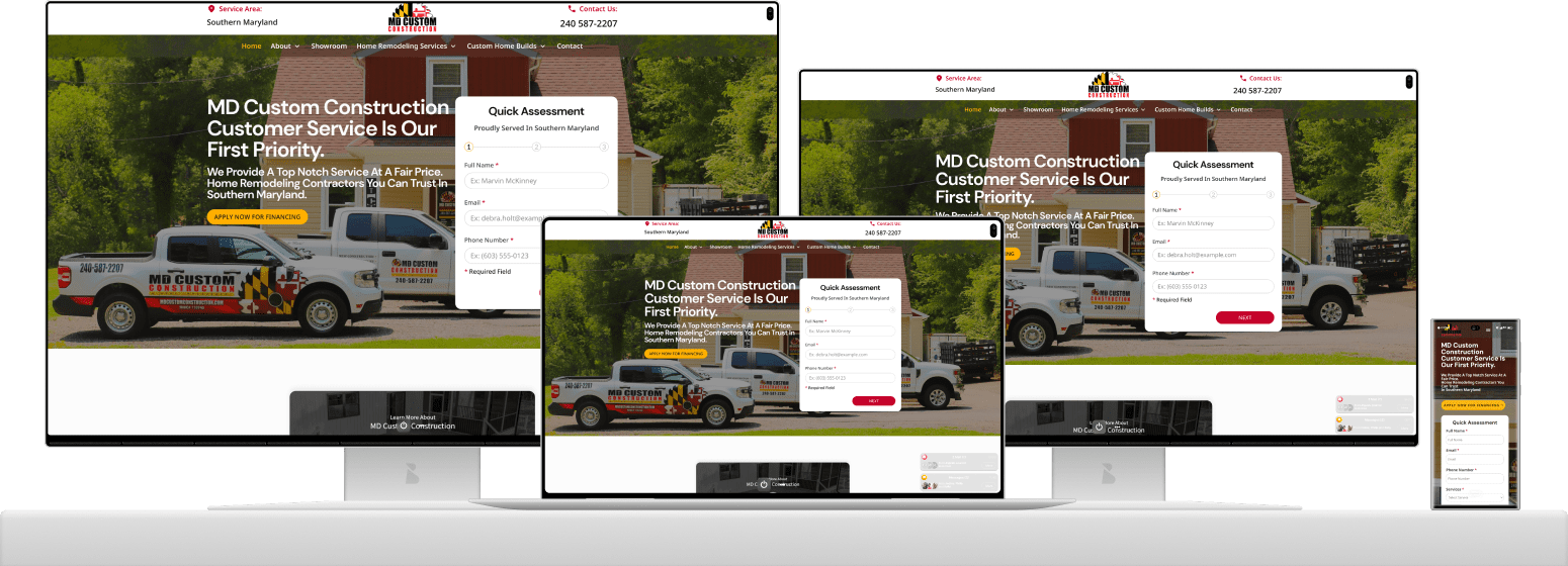 Md Custom Construction — Website Redesign &Amp; Development